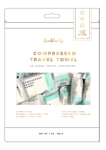 Compressed Travel Towel (6 pouches/case) - MSRP $12 per pouch